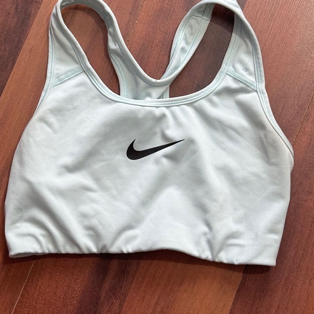 Nike Dri-FIT Swoosh Medium Support Racerback Sports Bra light blue Womens Small‎